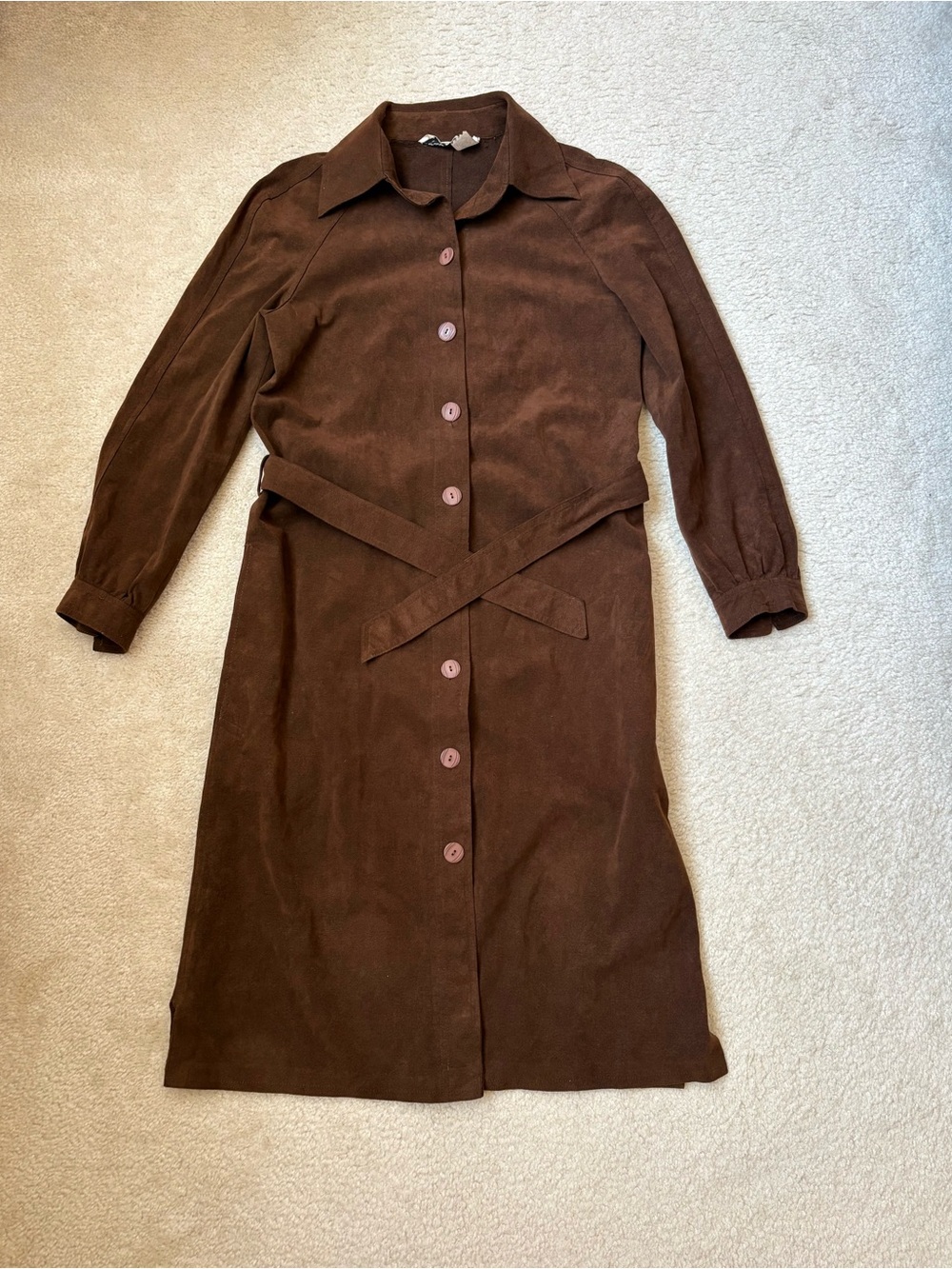 Vintage Skinner UltraSuede lightweight suede belted trench coat or dress sz 6